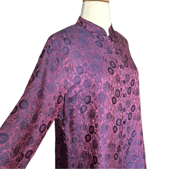 BIANCO LEVRIN Asian Inspired Tunic Topper Jacket Silk Blend Jacquard Ethereal - Picture 5 of 16